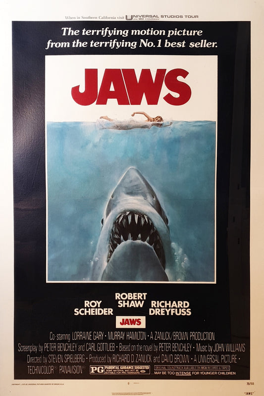 Jaws original one sheet Linen backed Movie Poster