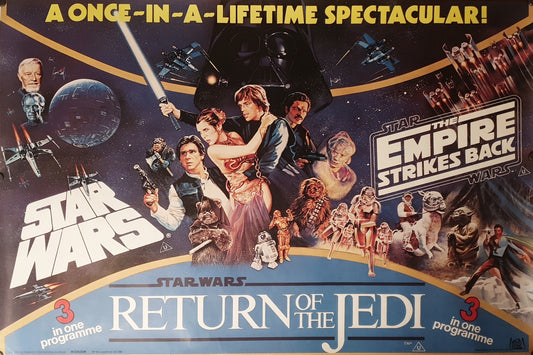 Star Wars / Empire Strikes Back / Return of the Jedi  Triple Bill 1983 Original Rolled movie poster